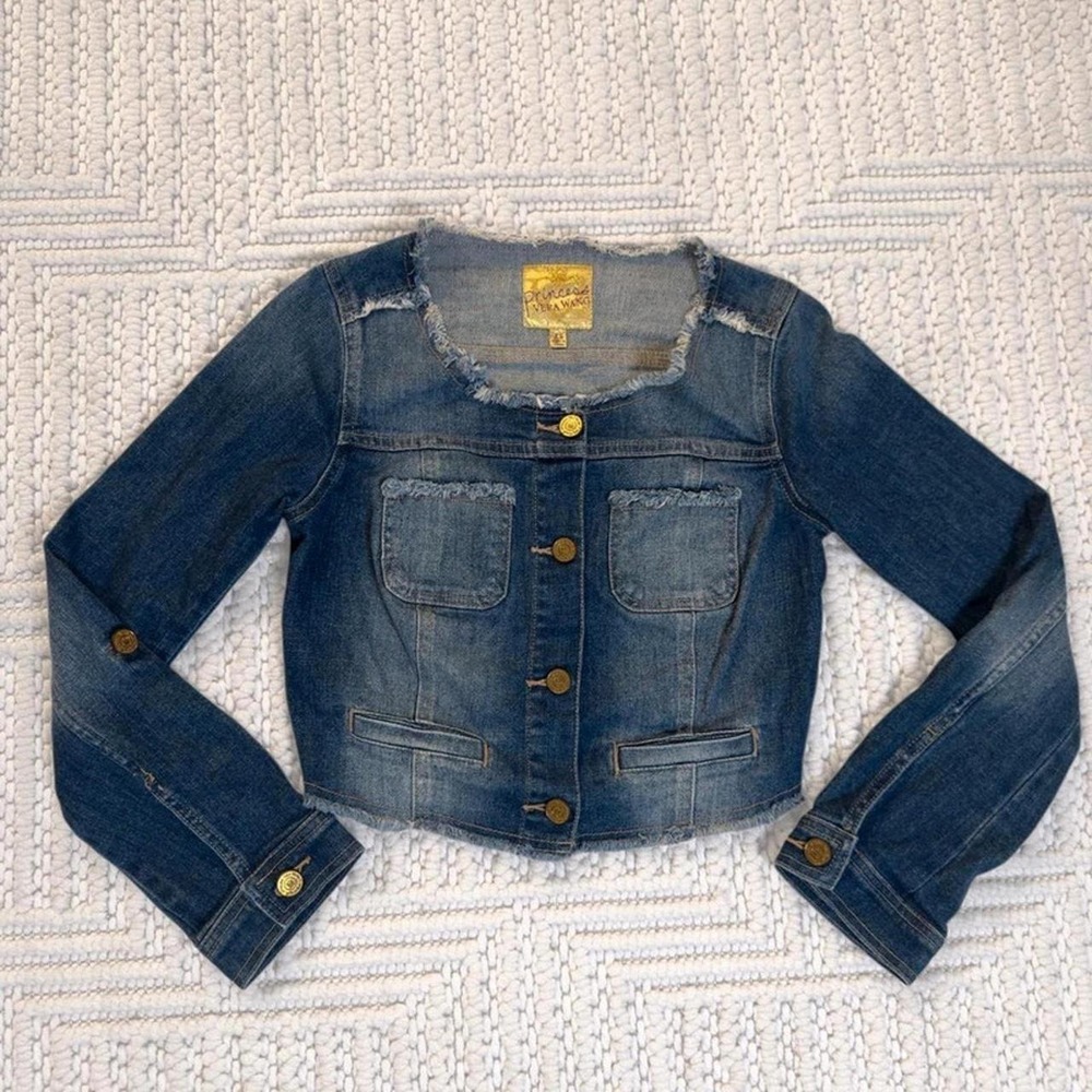 2000s Princess Vera Wang Blue denim cropped jacket